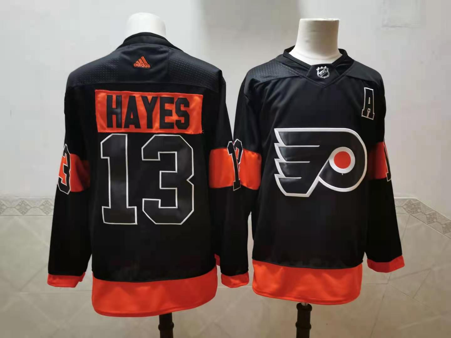 Men Philadelphia Flyers 13 Hayes Black Authentic Stitched 2020 Adidias NHL Jersey
